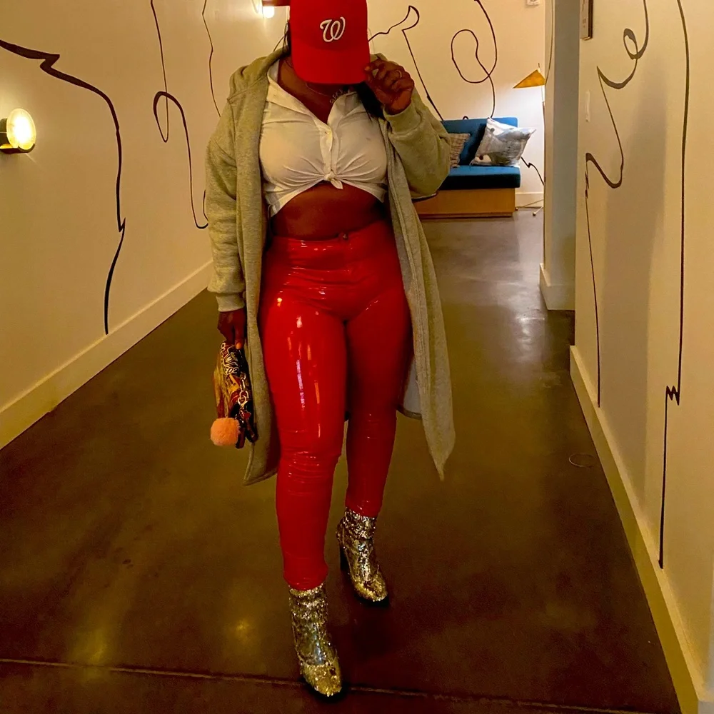 Red Latex pants great condition - Picture 2 of 2